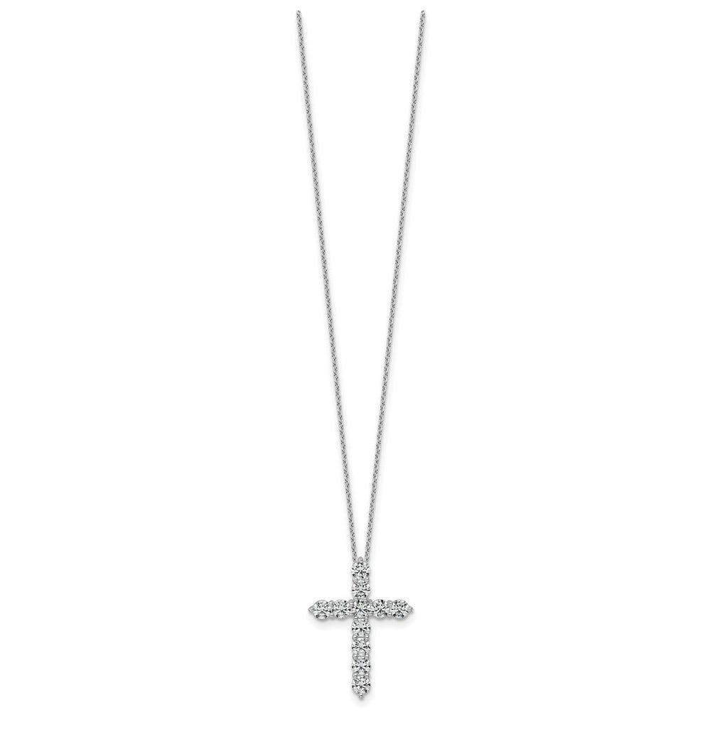 14k White Gold 2 carat Lab Grown Diamond VS/SI+ G+ Complete 18 inch Cross Pendant Necklace