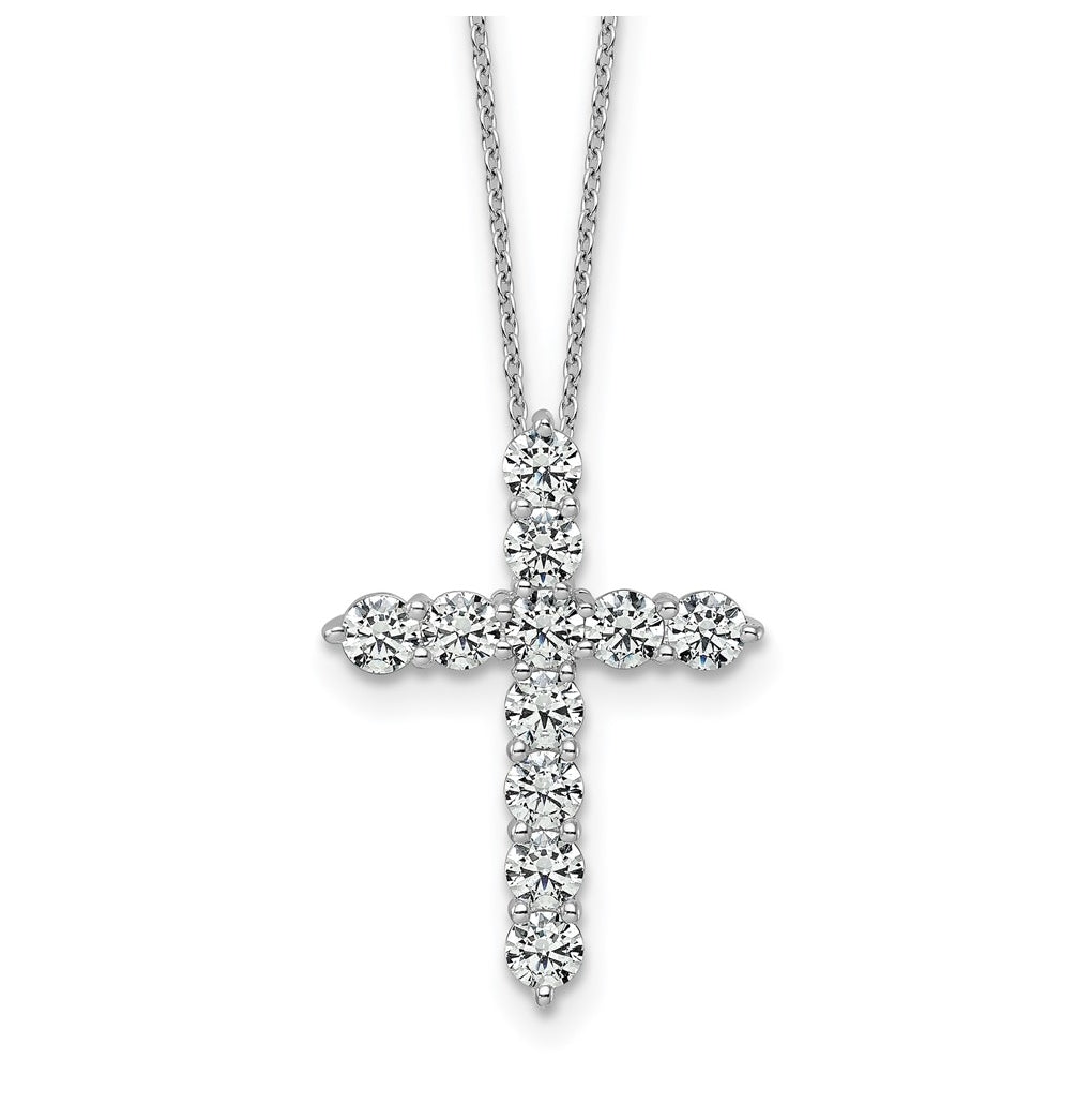 14k White Gold 2 carat Lab Grown Diamond VS+ F+ Complete 18 inch Cross Pendant Necklace