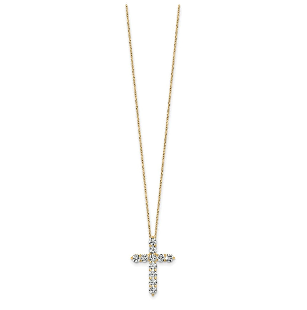 14k Yellow Gold 2 carat Lab Grown Diamond VS+ F+ Complete 18 inch Cross Pendant Necklace