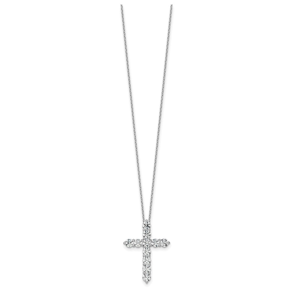 14k White Gold 3 carat Lab Grown Diamond VS/SI+ G+ Complete 18 inch Cross Pendant Necklace