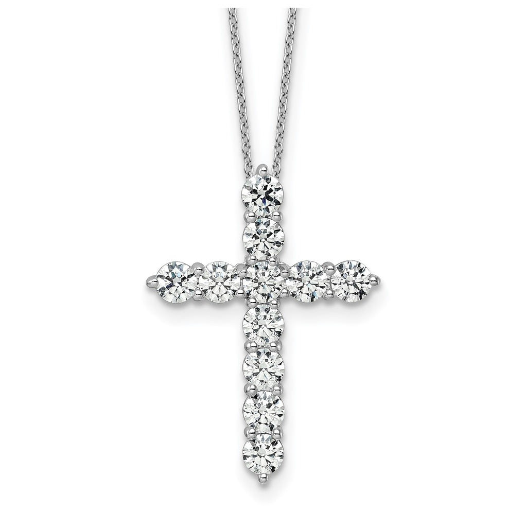 14k White Gold 3 carat Lab Grown Diamond VS+ F+ Complete 18 inch Cross Pendant Necklace