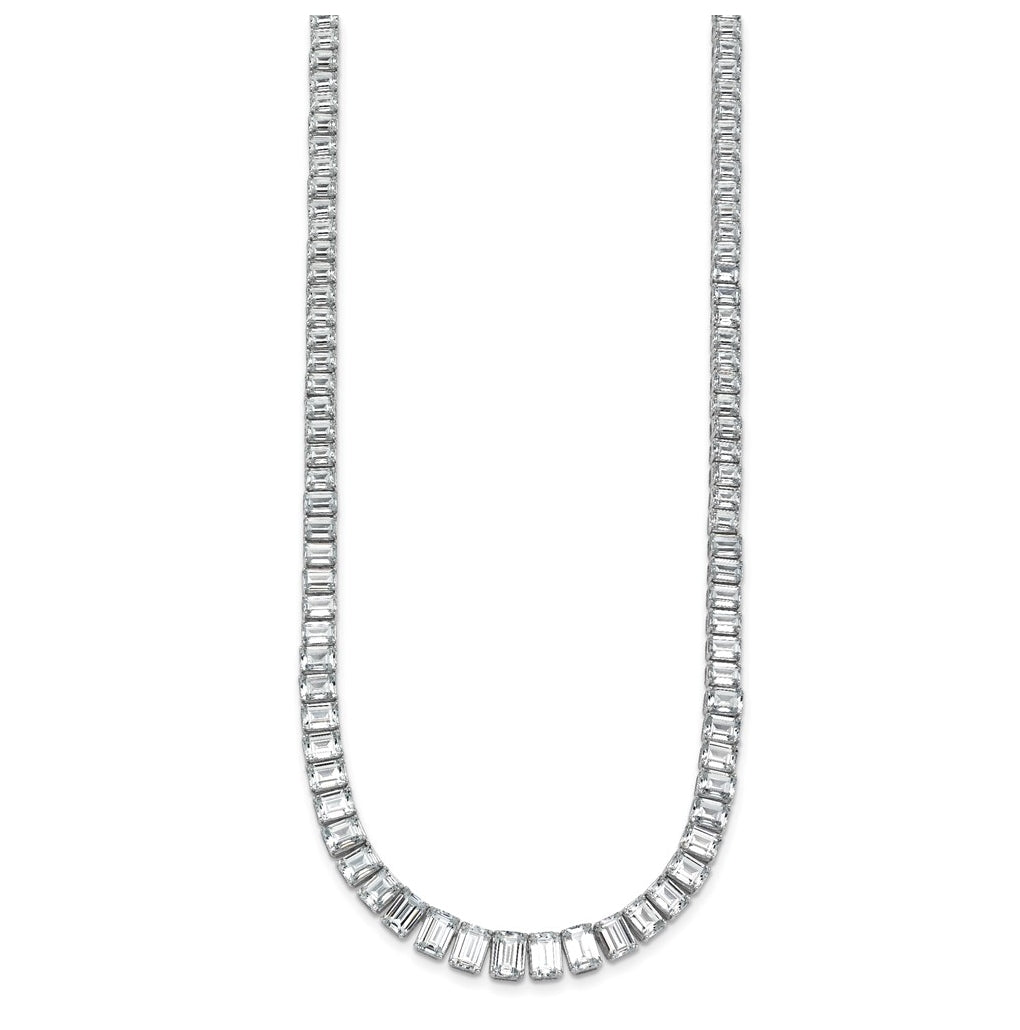 14k White Gold 29 1/6 carat Certified Lab Grown Diamond VS+ F+ Complete 17 inch Emerald Graduated Tennis Necklace