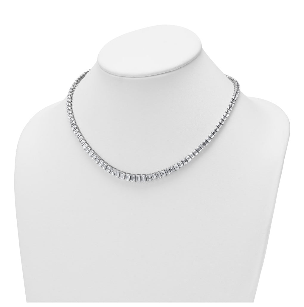 14k White Gold 29 1/6 carat Certified Lab Grown Diamond VS+ F+ Complete 17 inch Emerald Graduated Tennis Necklace