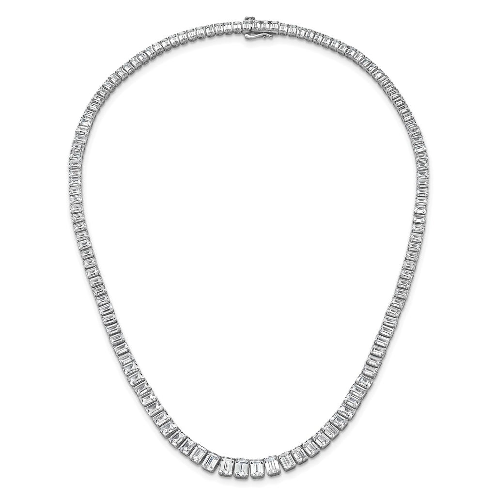 14k White Gold 29 1/6 carat Certified Lab Grown Diamond VS+ F+ Complete 17 inch Emerald Graduated Tennis Necklace