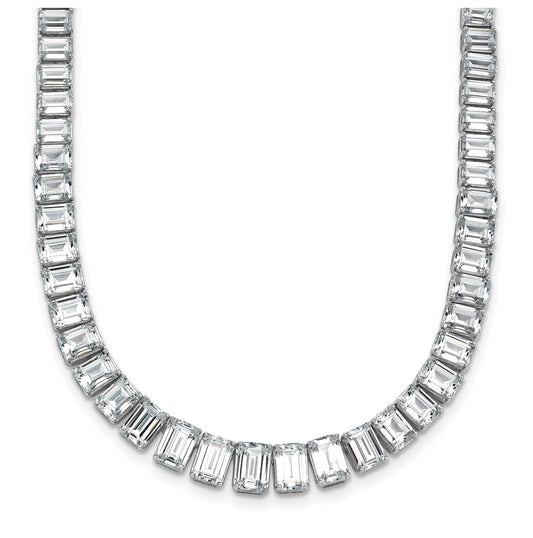 14k White Gold 29 1/6 carat Lab Grown Diamond VS+ F+ Complete 17 inch Emerald Graduated Tennis Necklace