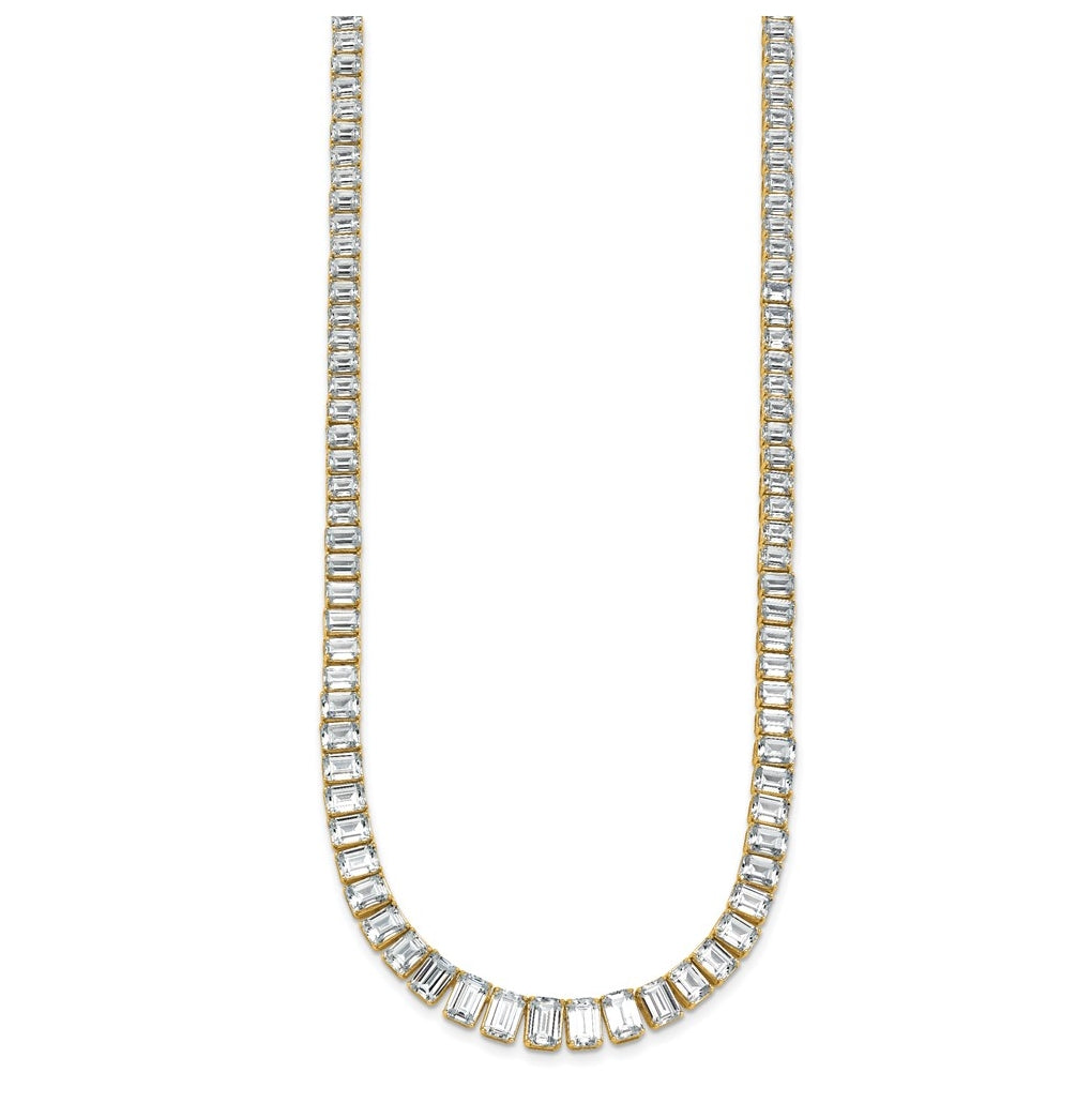 14k Yellow Gold 29 1/6 carat Certified Lab Grown Diamond VS+ F+ Complete 17 inch Emerald Graduated Tennis Necklace