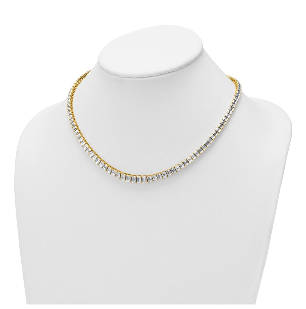 14k Yellow Gold 29 1/6 carat Lab Grown Diamond VS+ F+ Complete 17 inch Emerald Graduated Tennis Necklace