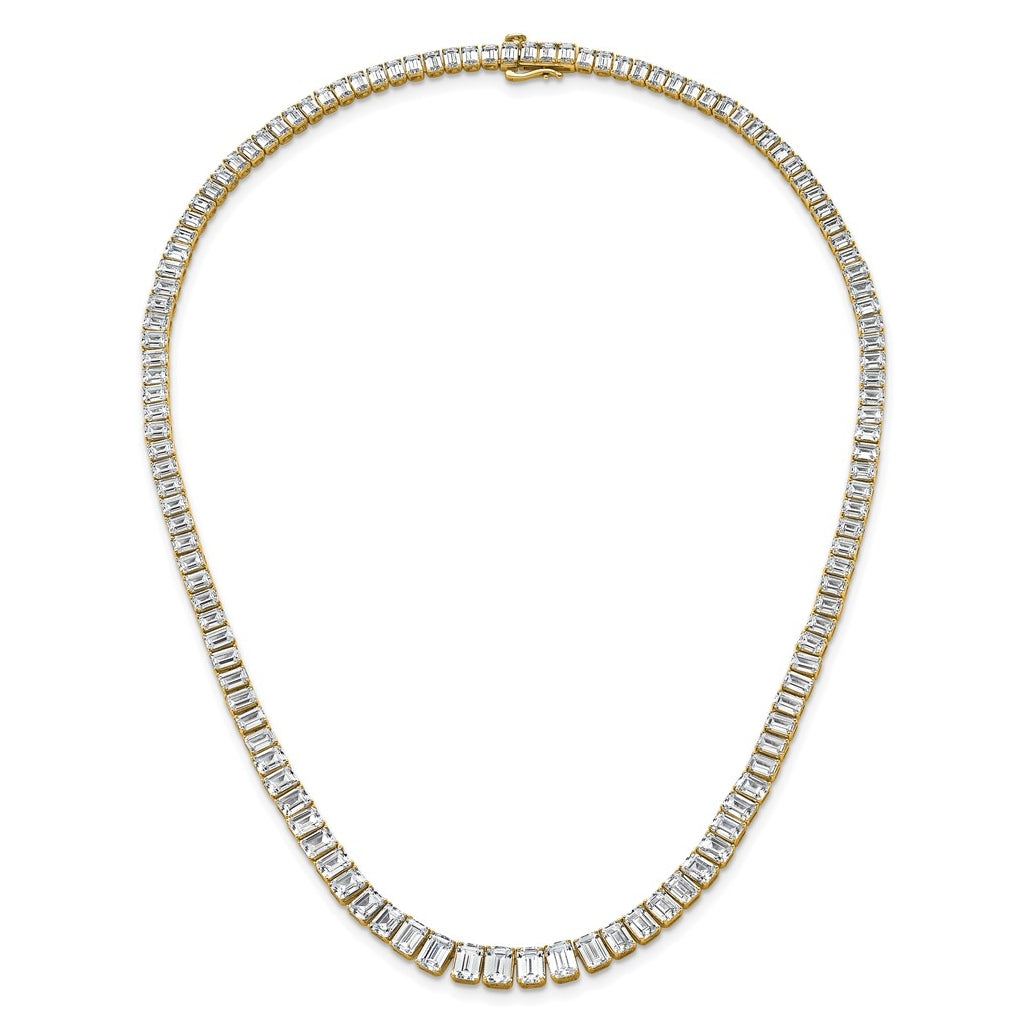 14k Yellow Gold 29 1/6 carat Lab Grown Diamond VS+ F+ Complete 17 inch Emerald Graduated Tennis Necklace