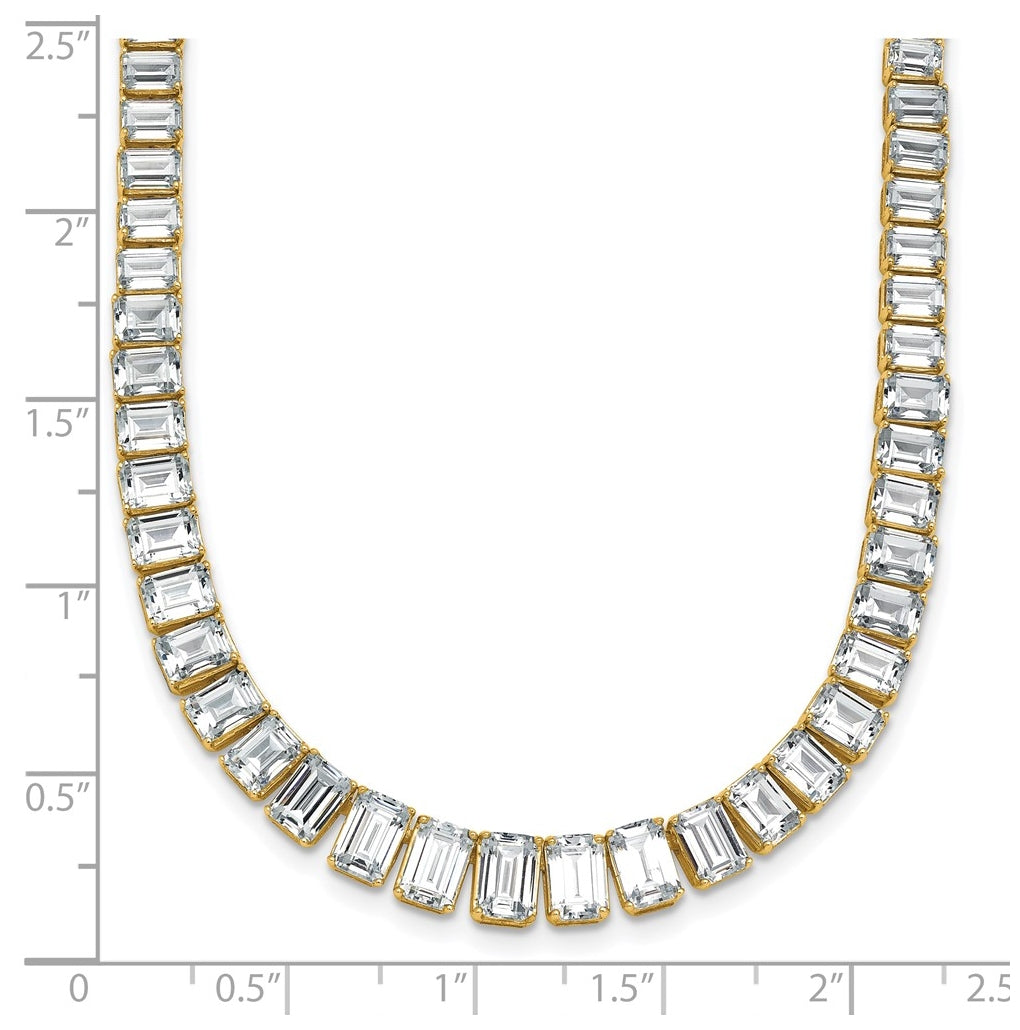 14k Yellow Gold 29 1/6 carat Lab Grown Diamond VS+ F+ Complete 17 inch Emerald Graduated Tennis Necklace