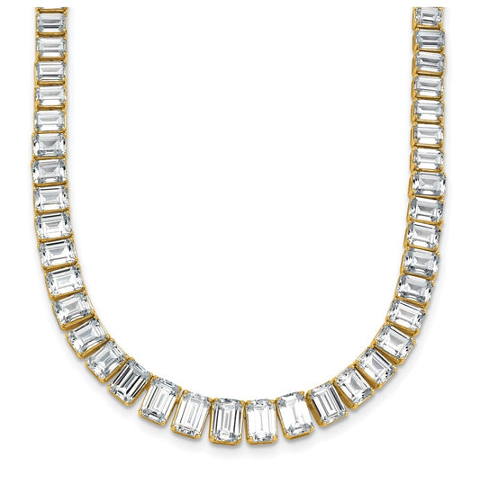14k Yellow Gold 29 1/6 carat Lab Grown Diamond VS+ F+ Complete 17 inch Emerald Graduated Tennis Necklace