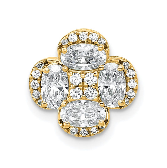 14k Yellow Gold 1 1/8 carat Lab Grown Diamond VS/SI+ G+ Complete Cluster Chain Slide Pendant