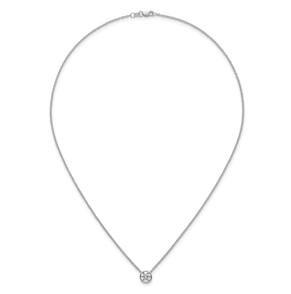 14k White Gold 1 carat Certified Lab Grown Diamond VS+ F+ Round Complete Bezel Set 18 inch Necklace