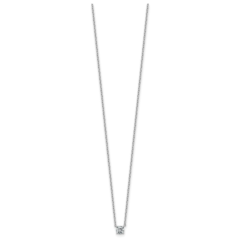 14K Yellow Or White Gold Lab Grown Diamond VS+ F+ Round Complete Four Prong 18 inch Solitaire Necklace