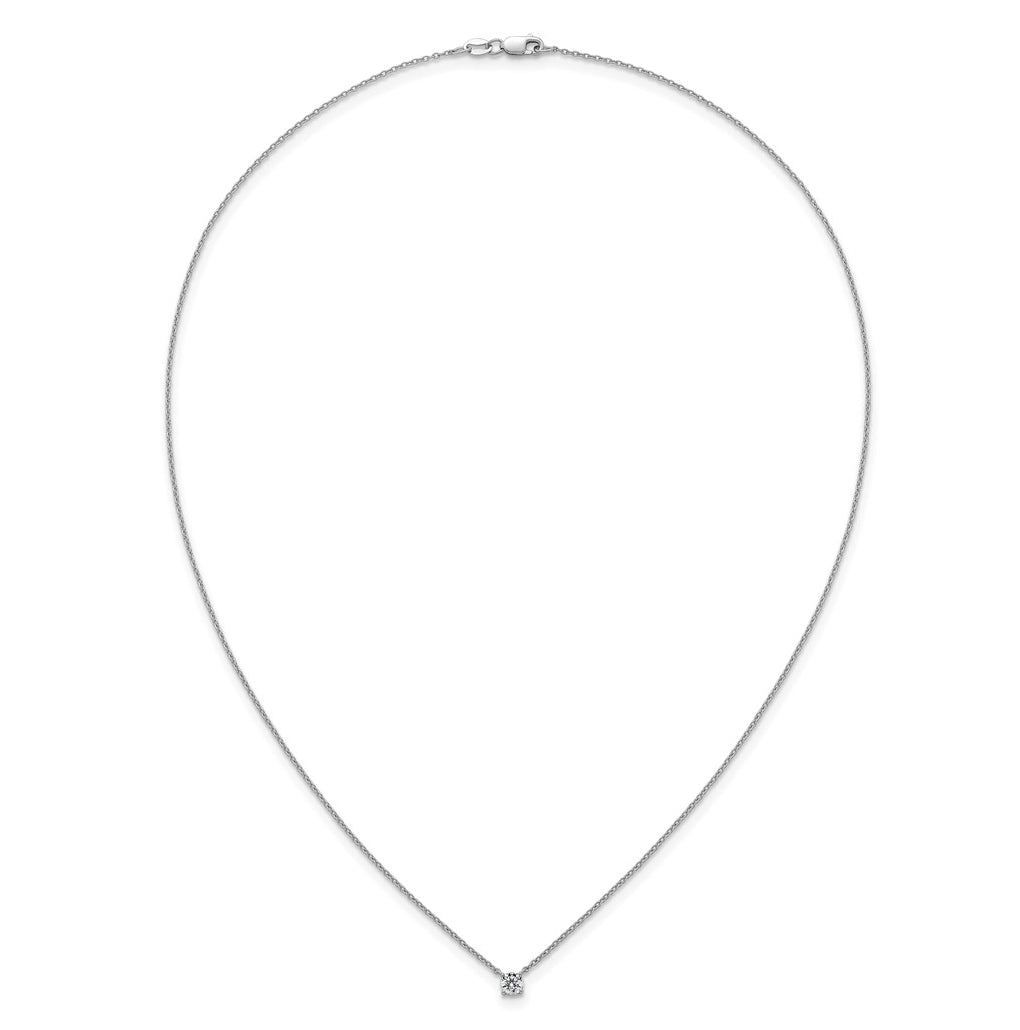 14K Yellow Or White Gold Lab Grown Diamond VS+ F+ Round Complete Four Prong 18 inch Solitaire Necklace