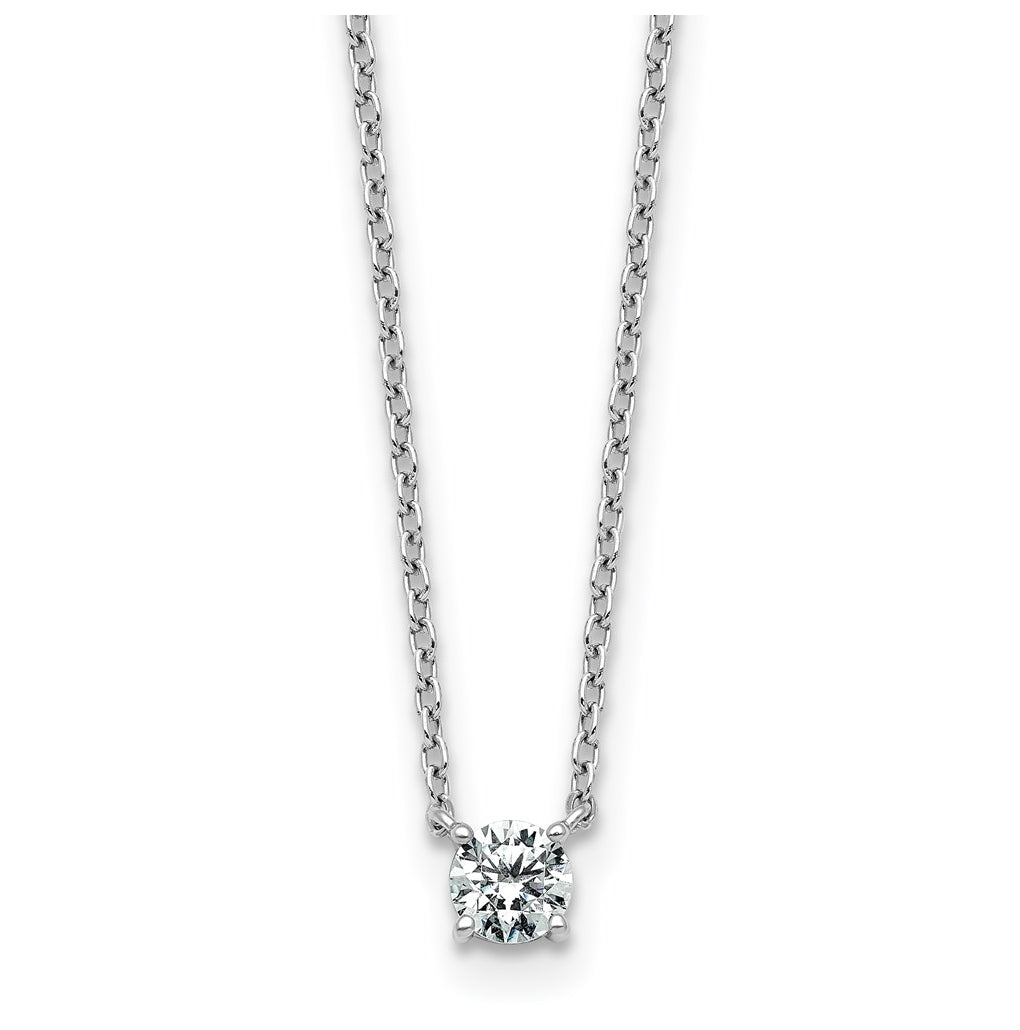 14K Yellow Or White Gold Lab Grown Diamond VS+ F+ Round Complete Four Prong 18 inch Solitaire Necklace