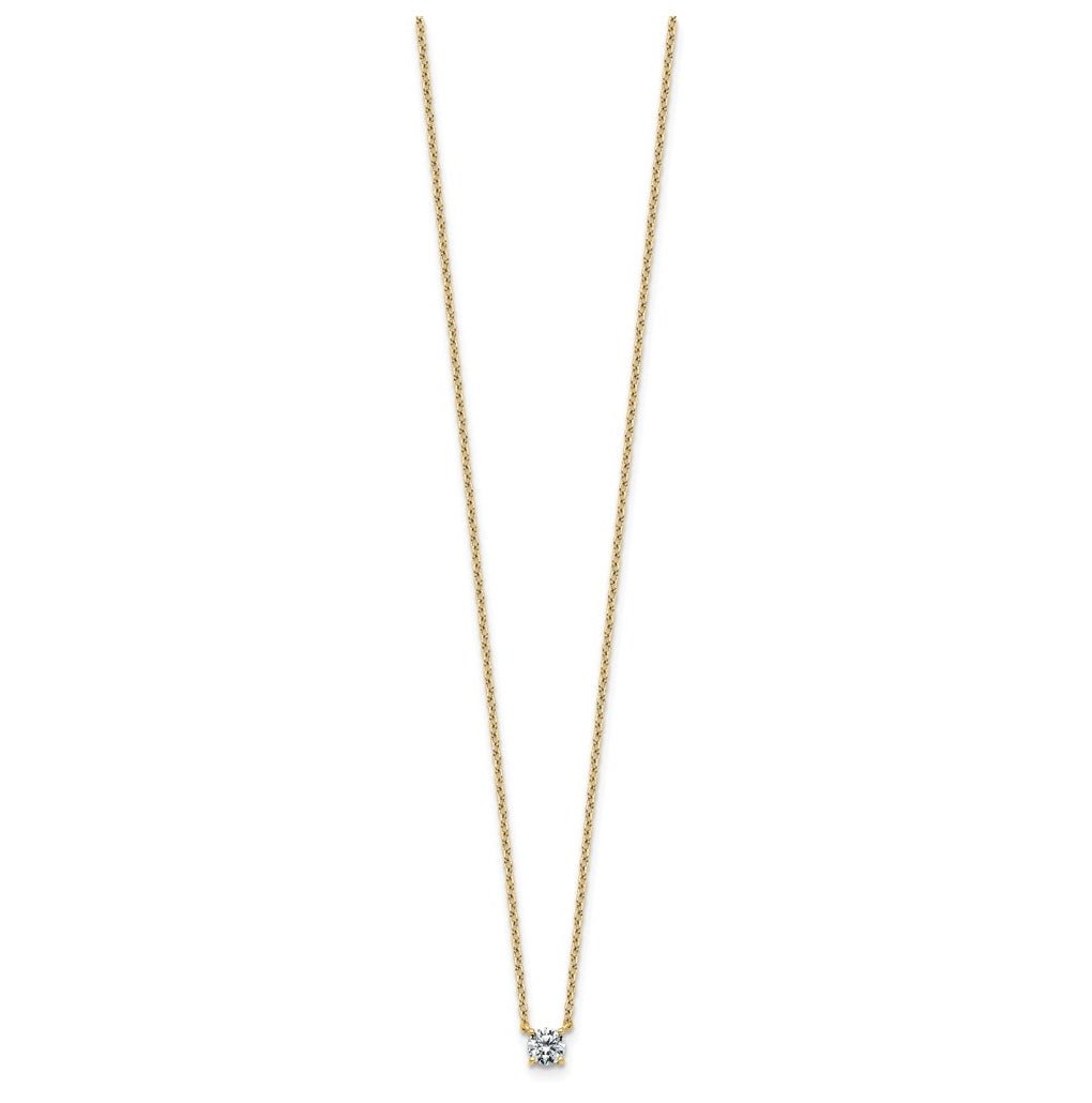 14K Yellow Or White Gold Lab Grown Diamond VS+ F+ Round Complete Four Prong 18 inch Solitaire Necklace