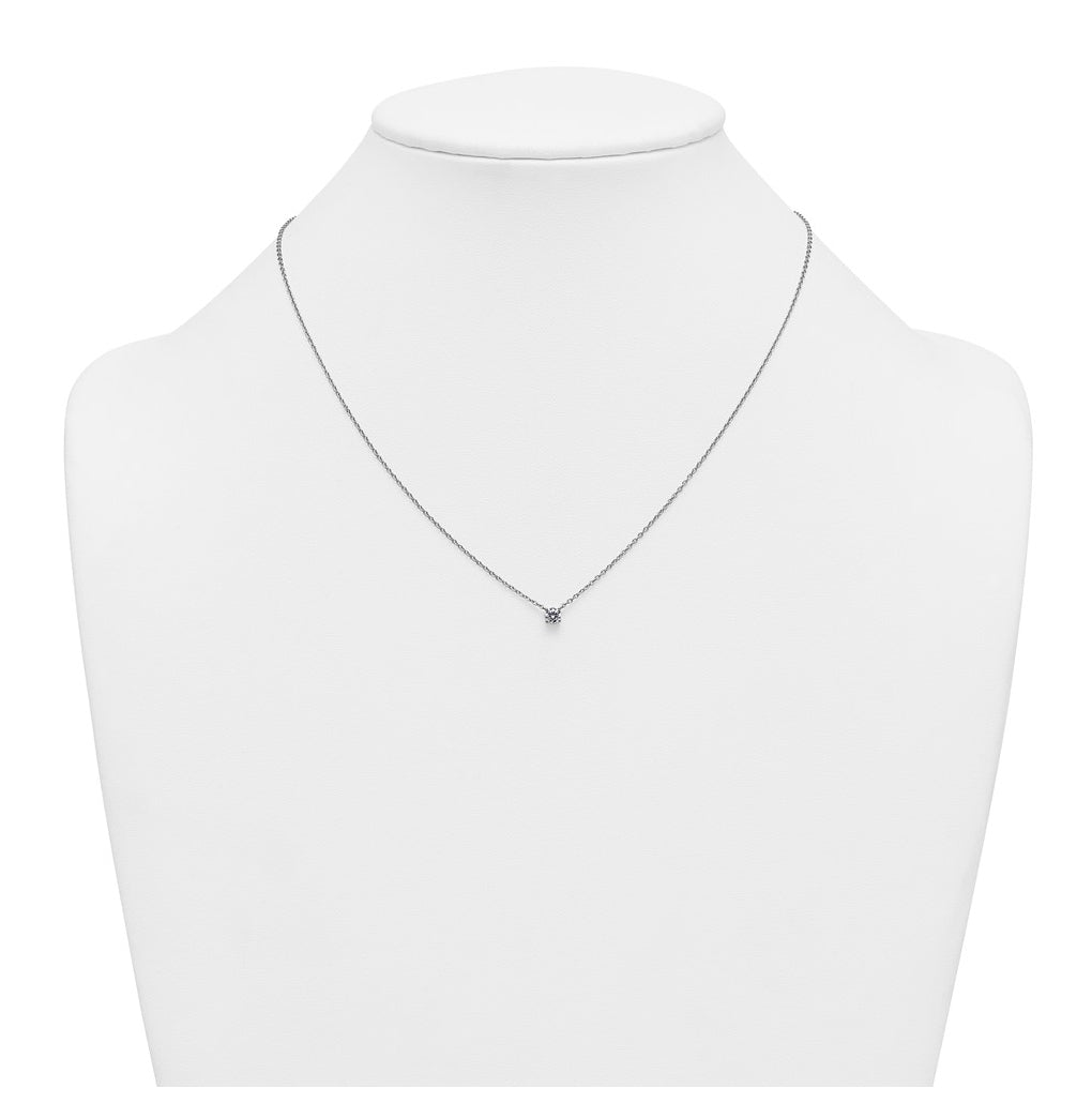 14K Yellow Or White Gold Lab Grown Diamond VS+ F+ Round Complete Four Prong 18 inch Solitaire Necklace