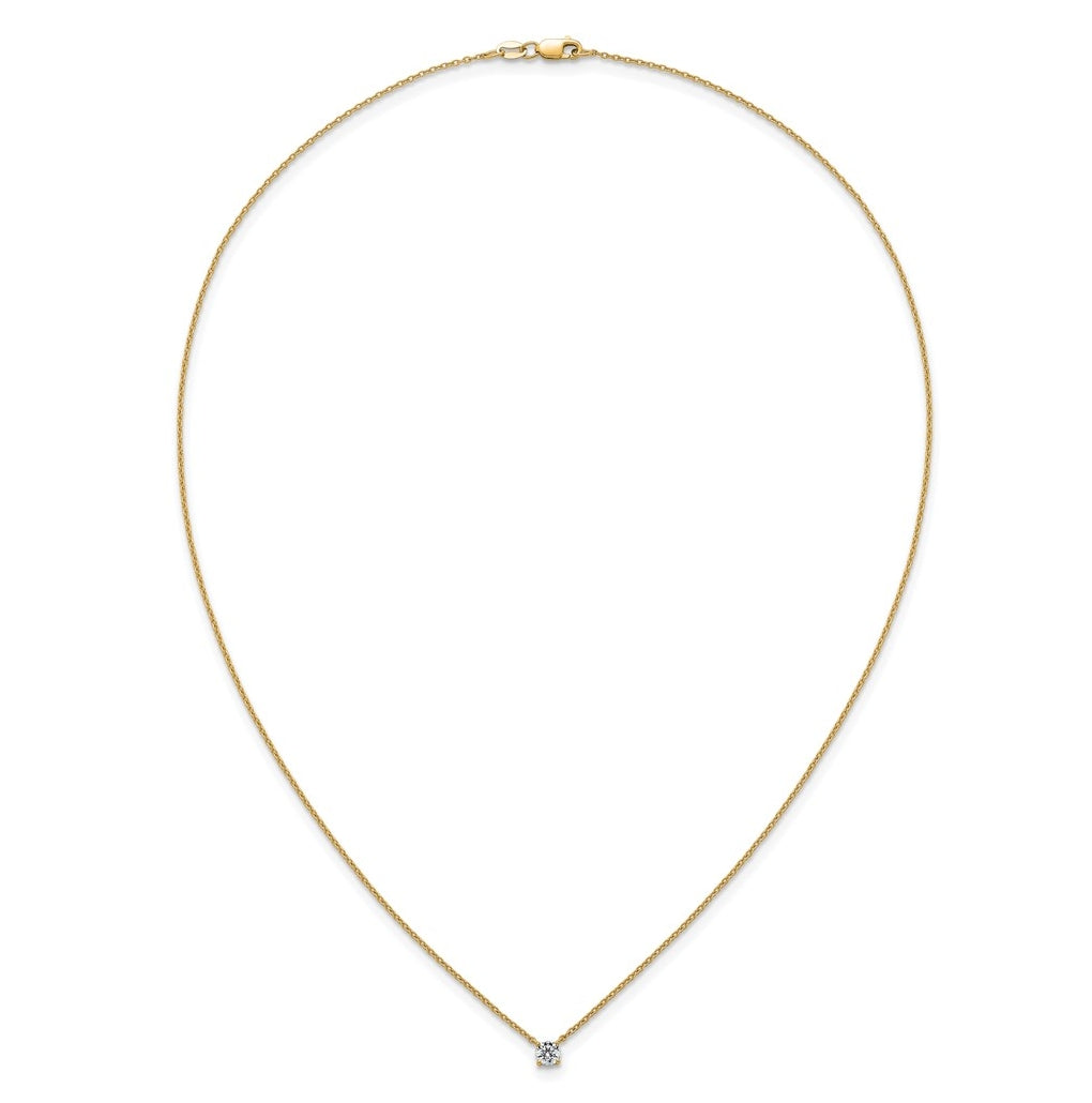 14K Yellow Or White Gold Lab Grown Diamond VS+ F+ Round Complete Four Prong 18 inch Solitaire Necklace