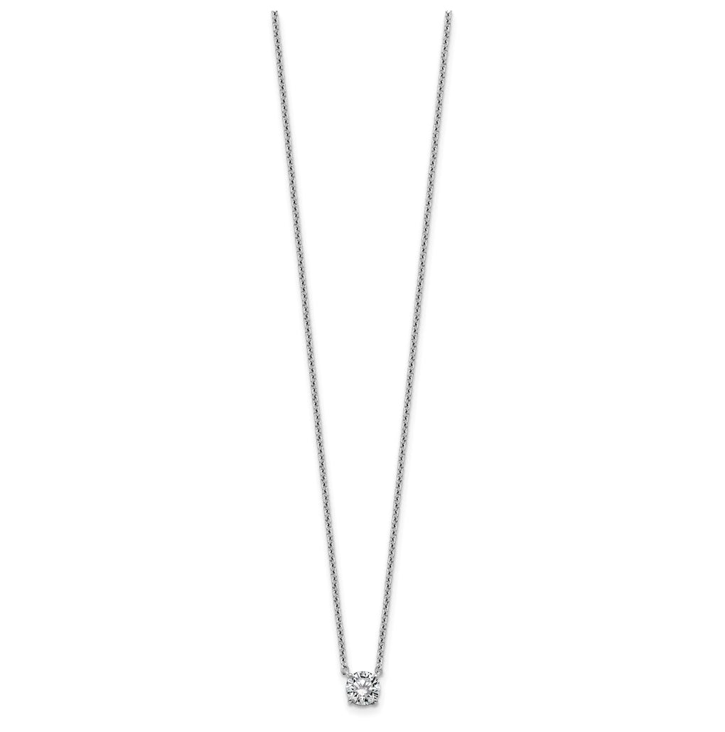 14K Yellow Or White Gold Lab Grown Diamond VS+ F+ Round Complete Four Prong 18 inch Solitaire Necklace