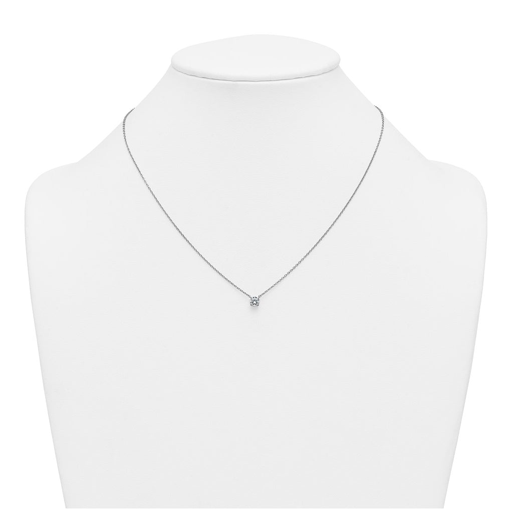 14K Yellow Or White Gold Lab Grown Diamond VS+ F+ Round Complete Four Prong 18 inch Solitaire Necklace