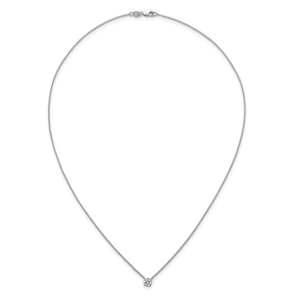 14K Yellow Or White Gold Lab Grown Diamond VS+ F+ Round Complete Four Prong 18 inch Solitaire Necklace