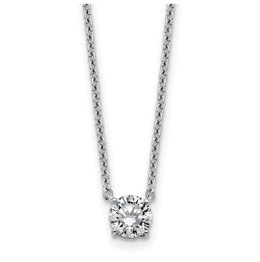 14K Yellow Or White Gold Lab Grown Diamond VS+ F+ Round Complete Four Prong 18 inch Solitaire Necklace