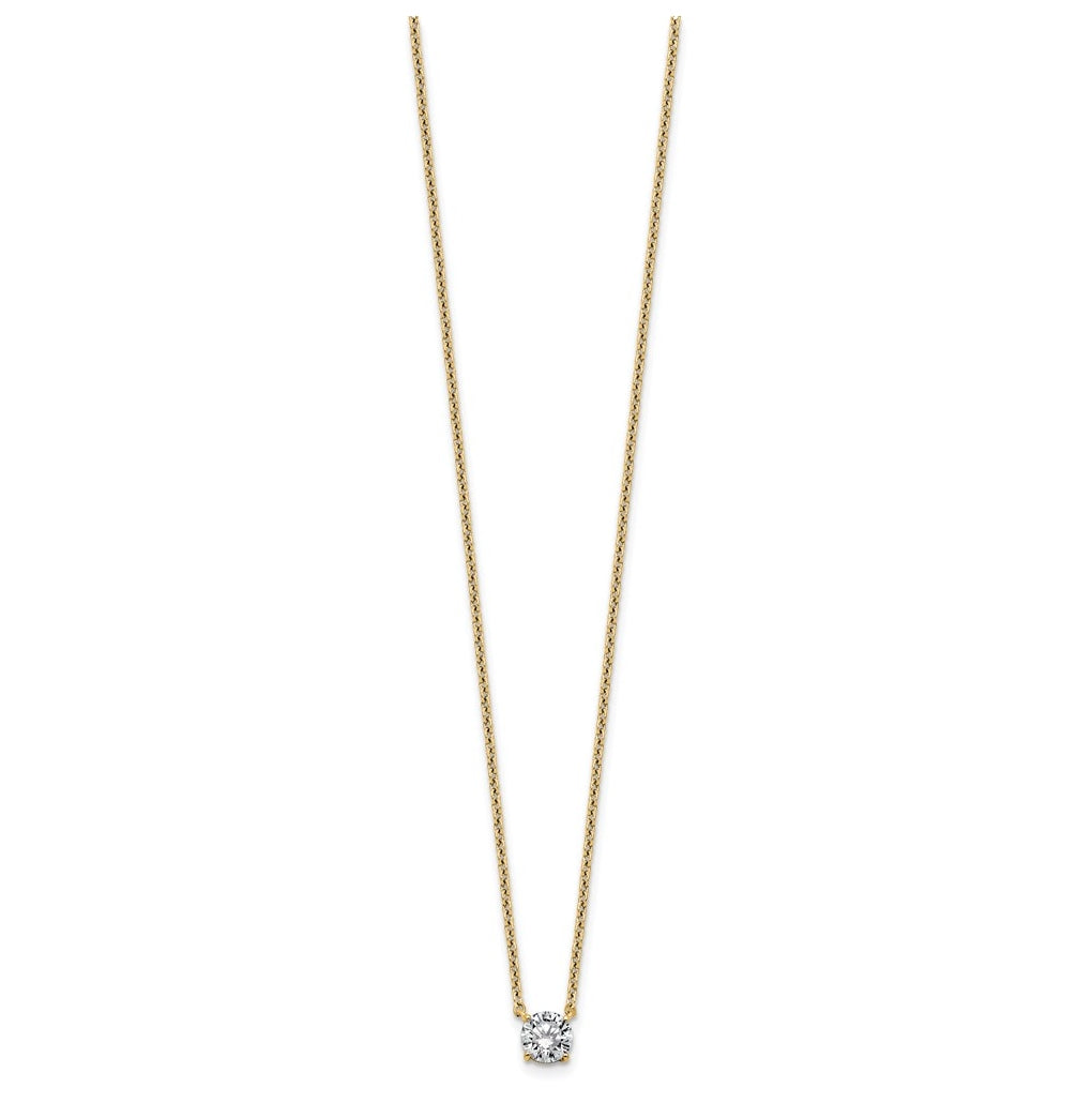 14K Yellow Or White Gold Lab Grown Diamond VS+ F+ Round Complete Four Prong 18 inch Solitaire Necklace