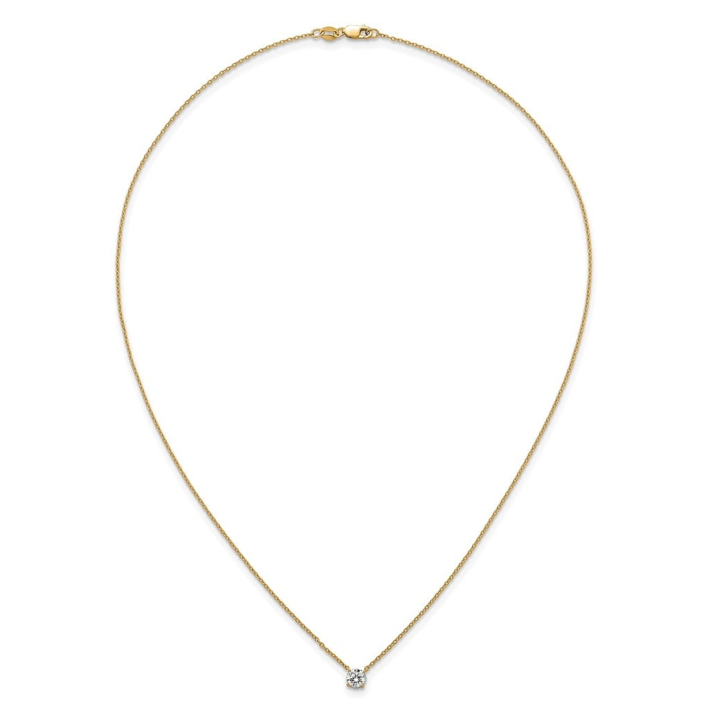 14K Yellow Or White Gold Lab Grown Diamond VS+ F+ Round Complete Four Prong 18 inch Solitaire Necklace
