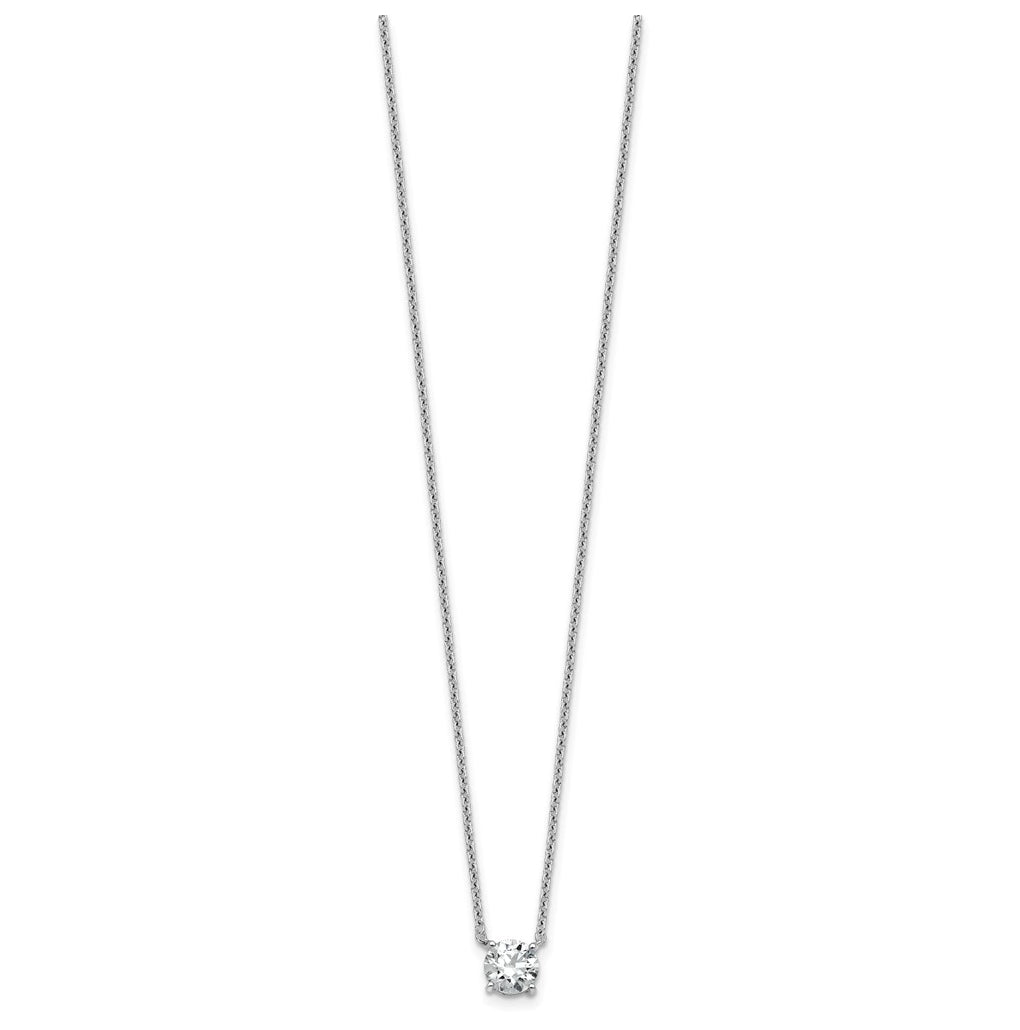 14K Yellow Or White Gold Lab Grown Diamond VS+ F+ Round Complete Four Prong 18 inch Solitaire Necklace