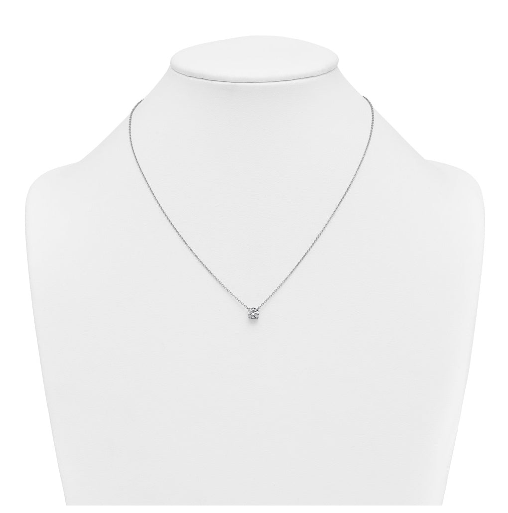 14K Yellow Or White Gold Lab Grown Diamond VS+ F+ Round Complete Four Prong 18 inch Solitaire Necklace
