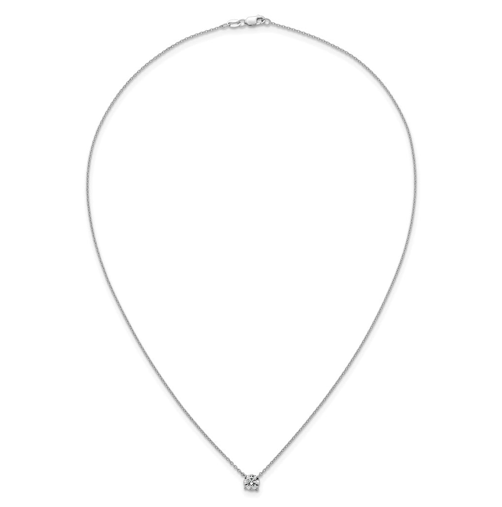 14K Yellow Or White Gold Lab Grown Diamond VS+ F+ Round Complete Four Prong 18 inch Solitaire Necklace