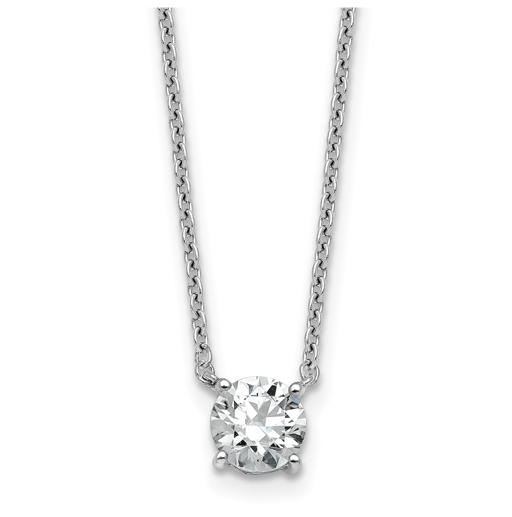 14K Yellow Or White Gold Lab Grown Diamond VS+ F+ Round Complete Four Prong 18 inch Solitaire Necklace