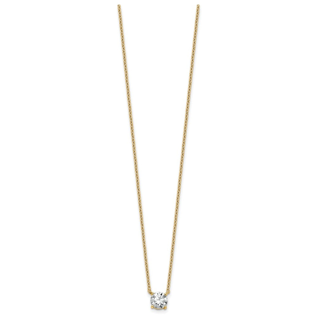 14K Yellow Or White Gold Lab Grown Diamond VS+ F+ Round Complete Four Prong 18 inch Solitaire Necklace