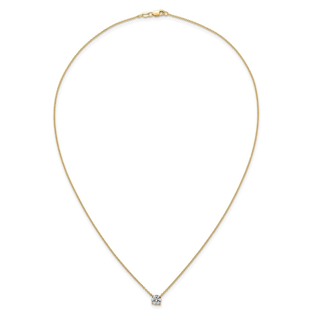 14K Yellow Or White Gold Lab Grown Diamond VS+ F+ Round Complete Four Prong 18 inch Solitaire Necklace