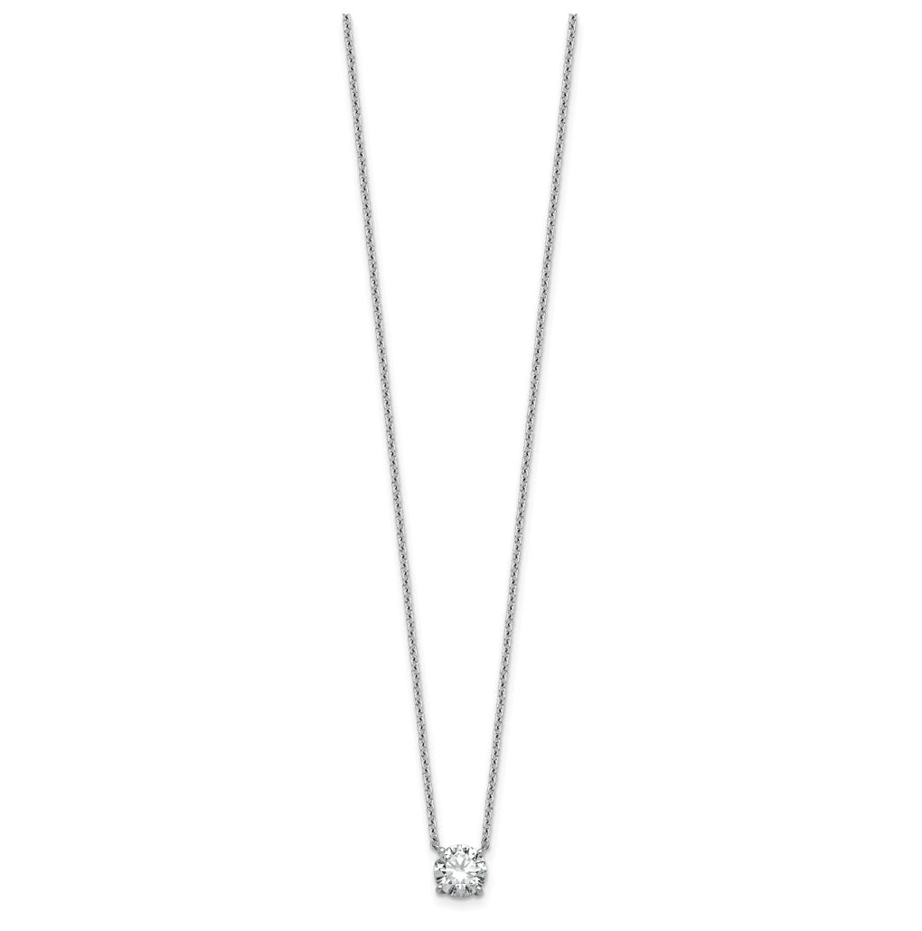 14K Yellow Or White Gold Lab Grown Diamond VS+ F+ Round Complete Four Prong 18 inch Solitaire Necklace