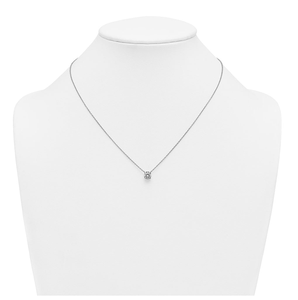 14K Yellow Or White Gold Lab Grown Diamond VS+ F+ Round Complete Four Prong 18 inch Solitaire Necklace