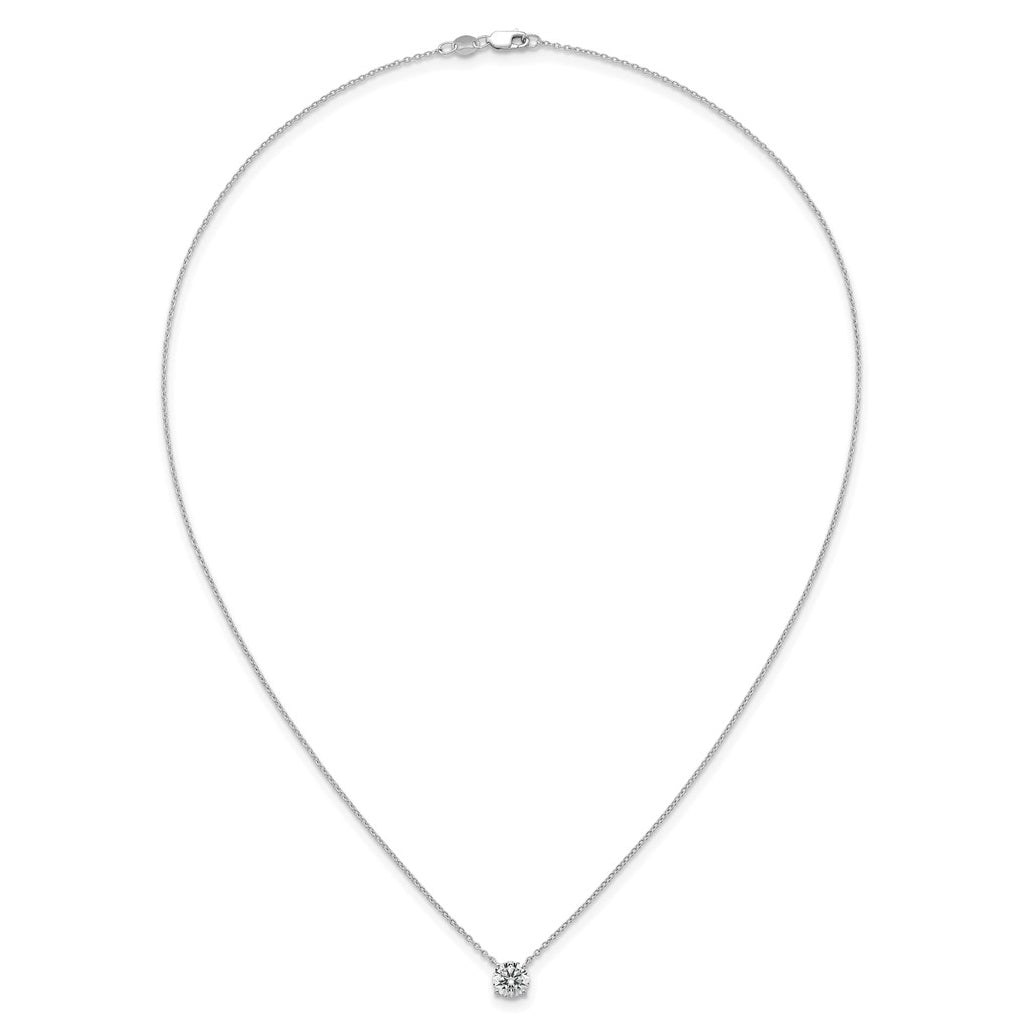 14K Yellow Or White Gold Certified Lab Grown Diamond VS+ F+ Round Complete Four Prong 18 inch Solitaire Necklace