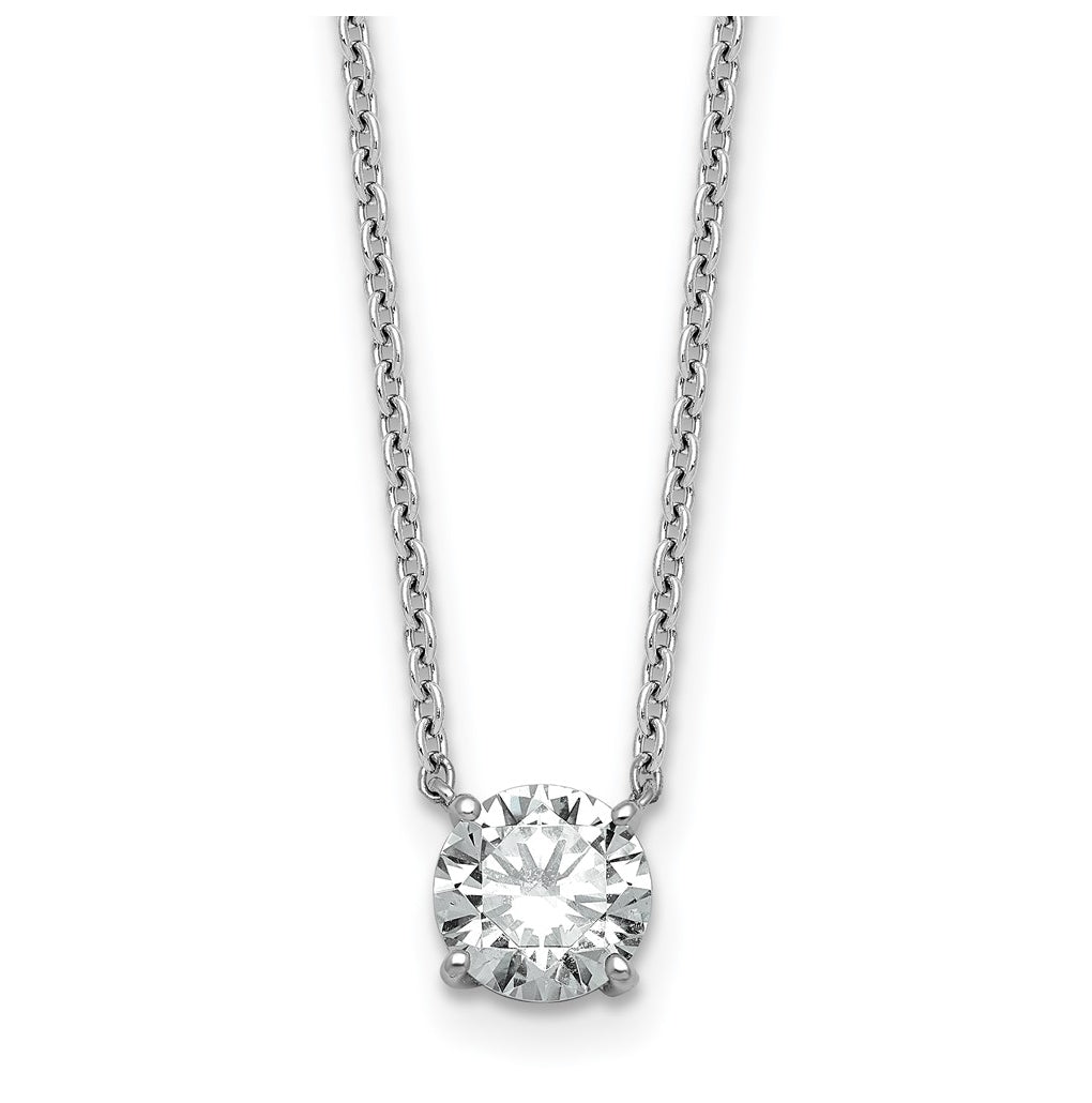 14K Yellow Or White Gold Certified Lab Grown Diamond VS+ F+ Round Complete Four Prong 18 inch Solitaire Necklace