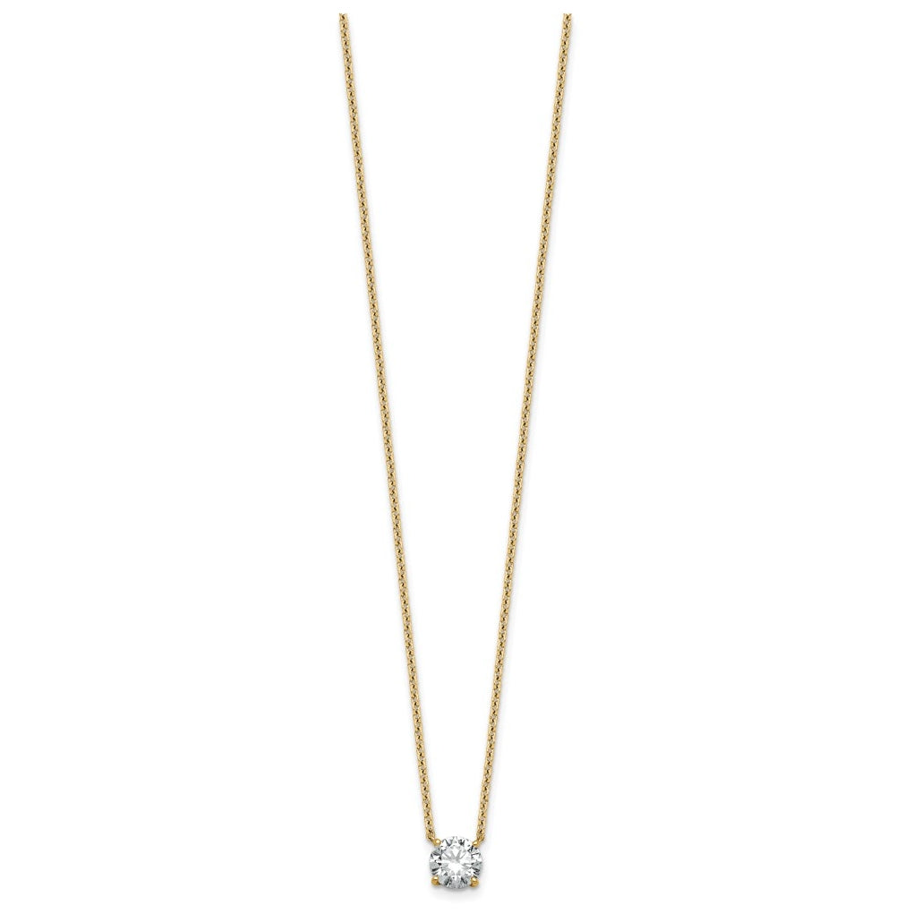14K Yellow Or White Gold Lab Grown Diamond VS+ F+ Round Complete Four Prong 18 inch Solitaire Necklace