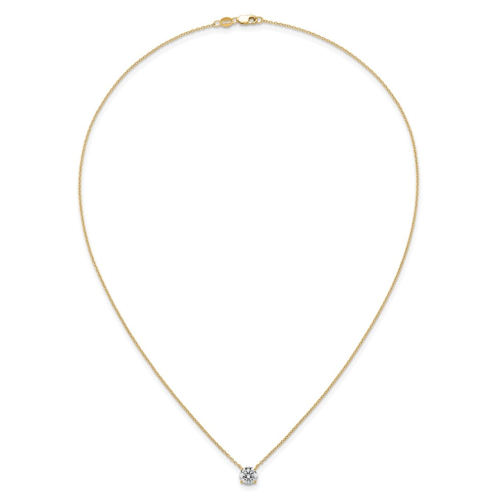 14K Yellow Or White Gold Certified Lab Grown Diamond VS+ F+ Round Complete Four Prong 18 inch Solitaire Necklace