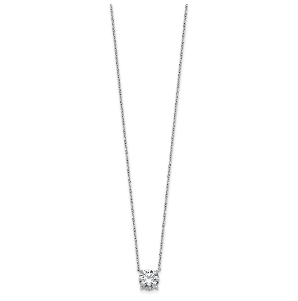 14K Yellow Or White Gold Certified Lab Grown Diamond VS+ F+ Round Complete Four Prong 18 inch Solitaire Necklace