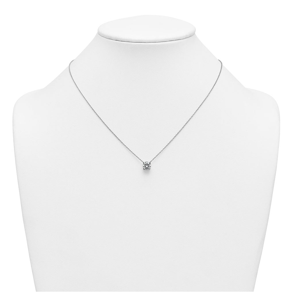 14K Yellow Or White Gold Certified Lab Grown Diamond VS+ F+ Round Complete Four Prong 18 inch Solitaire Necklace