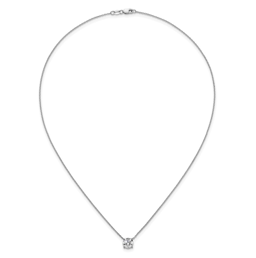 14K Yellow Or White Gold Lab Grown Diamond VS+ F+ Round Complete Four Prong 18 inch Solitaire Necklace