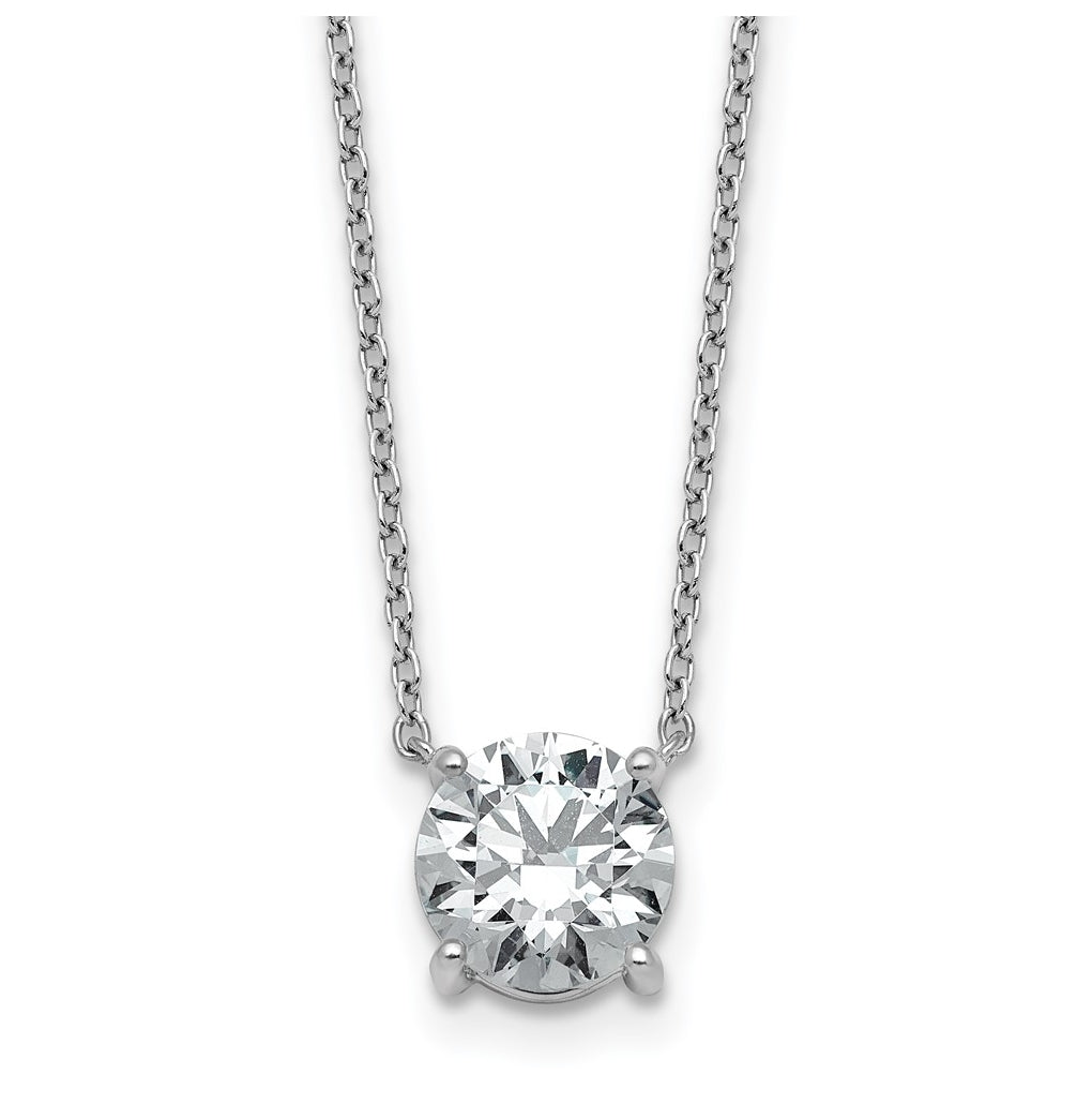 14K Yellow Or White Gold Certified Lab Grown Diamond VS+ F+ Round Complete Four Prong 18 inch Solitaire Necklace