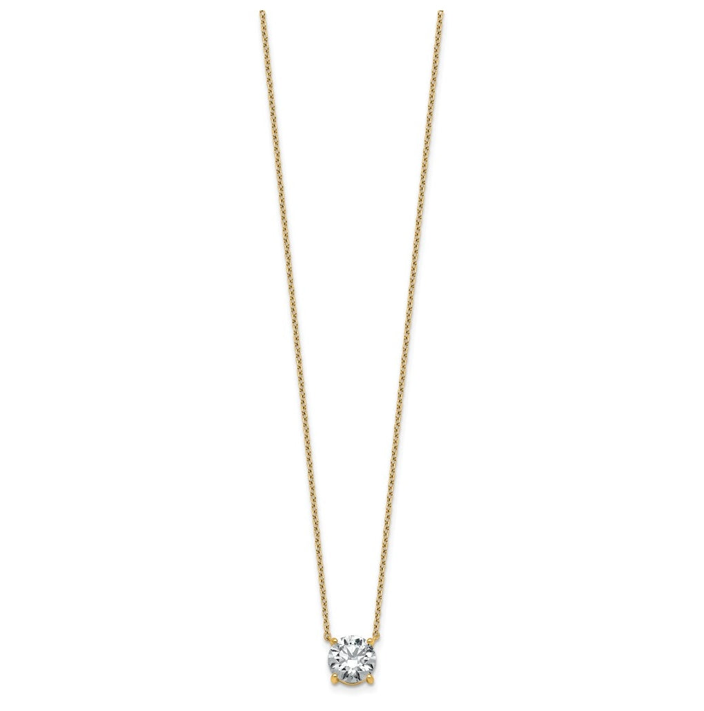 14K Yellow Or White Gold Lab Grown Diamond VS+ F+ Round Complete Four Prong 18 inch Solitaire Necklace