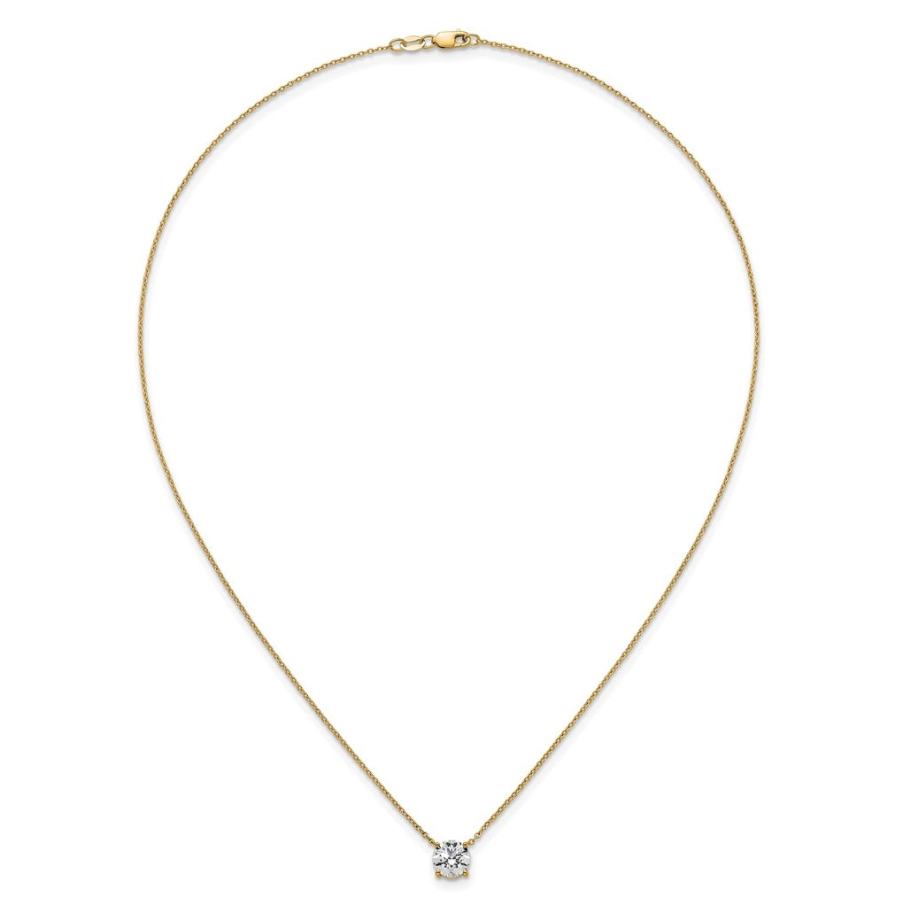 14K Yellow Or White Gold Certified Lab Grown Diamond VS+ F+ Round Complete Four Prong 18 inch Solitaire Necklace