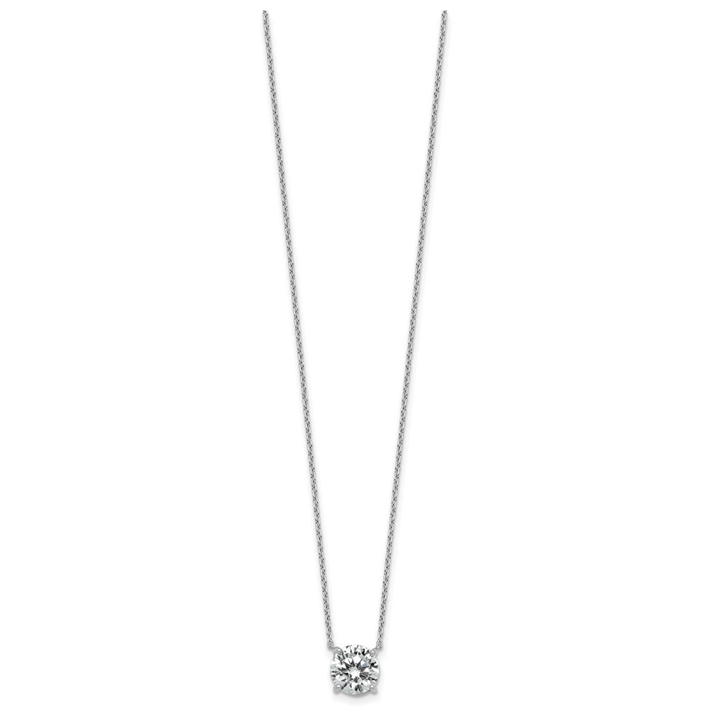 14K Yellow Or White Gold Certified Lab Grown Diamond VS+ F+ Round Complete Four Prong 18 inch Solitaire Necklace