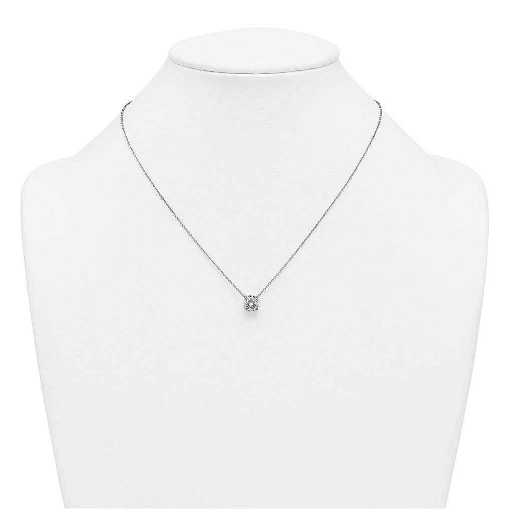 14K Yellow Or White Gold Certified Lab Grown Diamond VS+ F+ Round Complete Four Prong 18 inch Solitaire Necklace