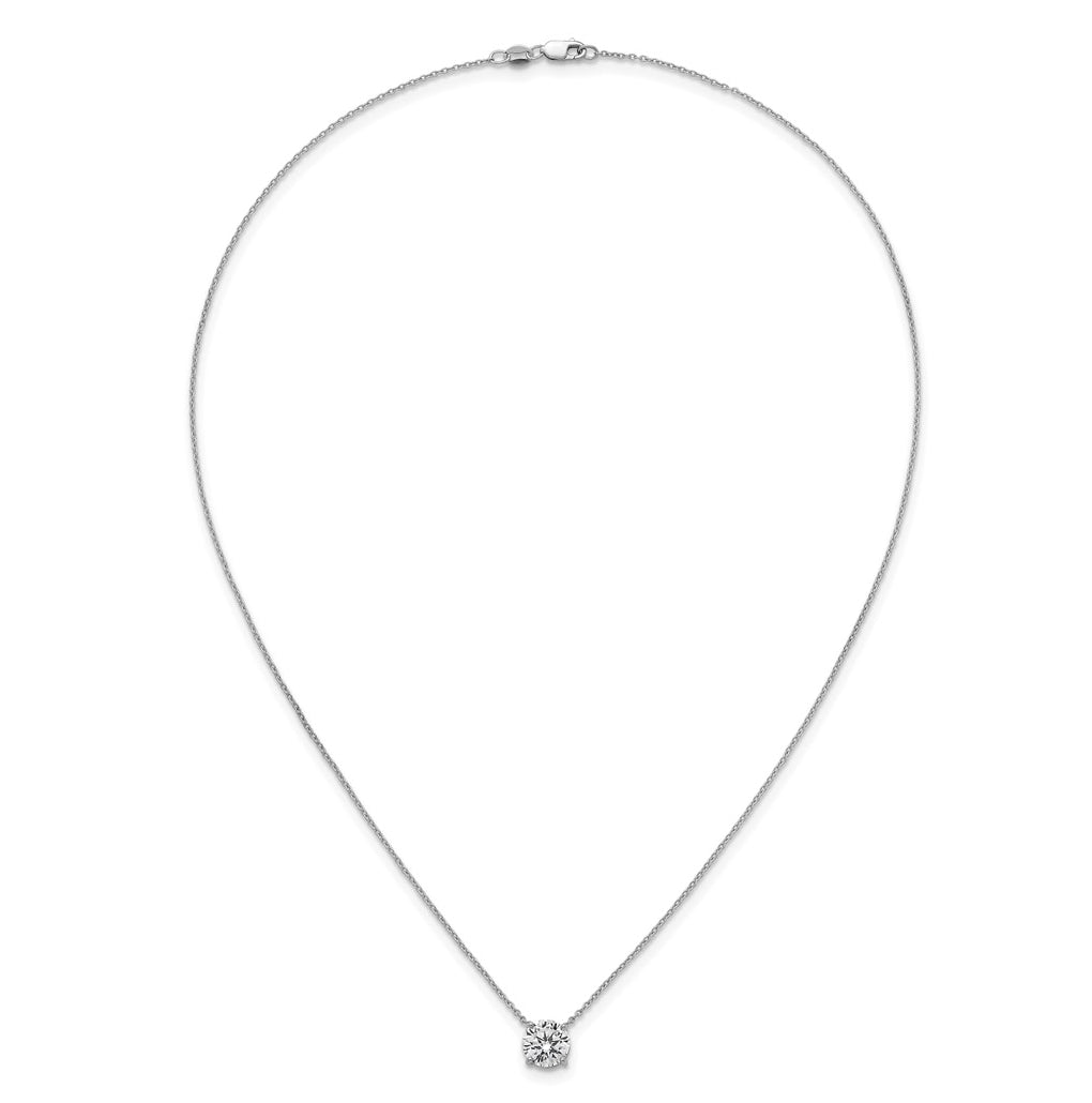 14K Yellow Or White Gold Certified Lab Grown Diamond VS+ F+ Round Complete Four Prong 18 inch Solitaire Necklace
