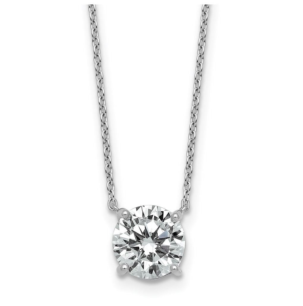 14K Yellow Or White Gold Certified Lab Grown Diamond VS+ F+ Round Complete Four Prong 18 inch Solitaire Necklace